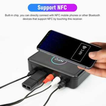 Centechia Wireless Bluetooth Audio 5.0 Receiver Adapter NFC Memiliki plug AUX 3.5mm dan RCA