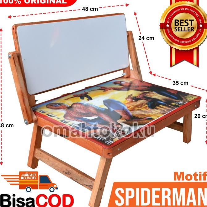 

[Lengkap] Meja Belajar Anak Lipat Karakter Whiteboard + Spidol Hapusan - Spiderman