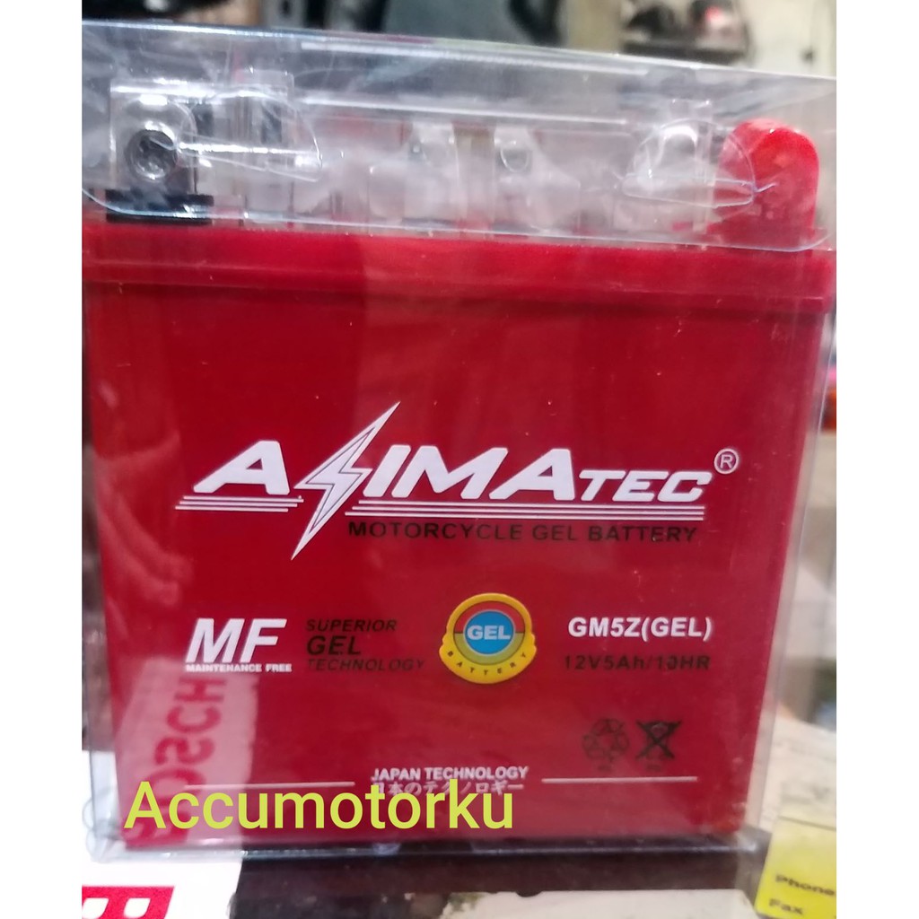 Aki/Accu Azimatec GM5Z gel aki kering Mio Sporty, SupraX, VegaR