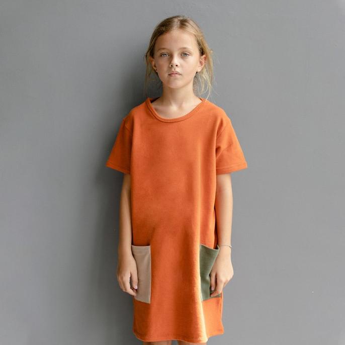 Kyds Jersey Pocket Dress Moscow Orange (Dress Anak) Termurah