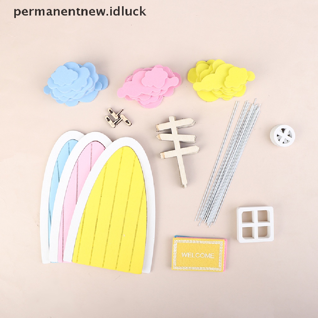 Luckypermanent 1 Set Miniatur Pintu / Jendela Rumah Boneka Peri Skala 1: 12