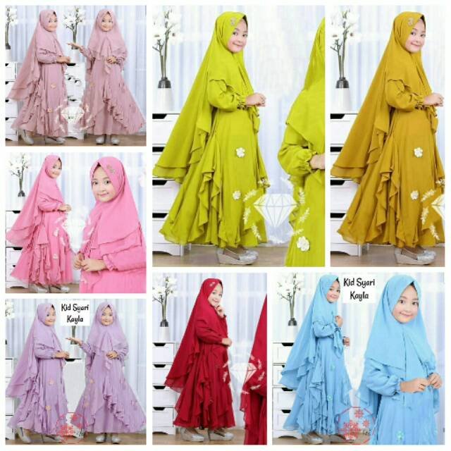Maxi Maxy Dress Gamis Syari Wolfis Anak Kayla Kid Kids