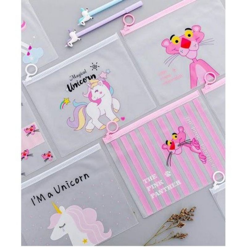 Pouch Serbaguna / Tempat Pensil / Tas Kosmetik Transparan Motif lucu / Pouch Masker