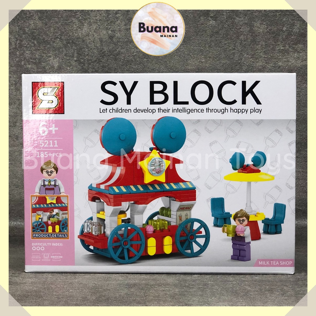 BRICK SY STREET VENDOR SHOP MAINAN EDUKASI ANAK COWO CEWE BRICKS MINIATUR FOOD STALL BLOCK BALOK 5122