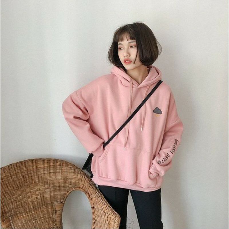 S - XXXXXL(6XL) Hoodie CLOUD LIGHTNING Cute Sweatshirt Wanita BIGSIZE OVERSIZE Jaket Moon Sun Cloud Rain Korean Style Jumbo Jumper