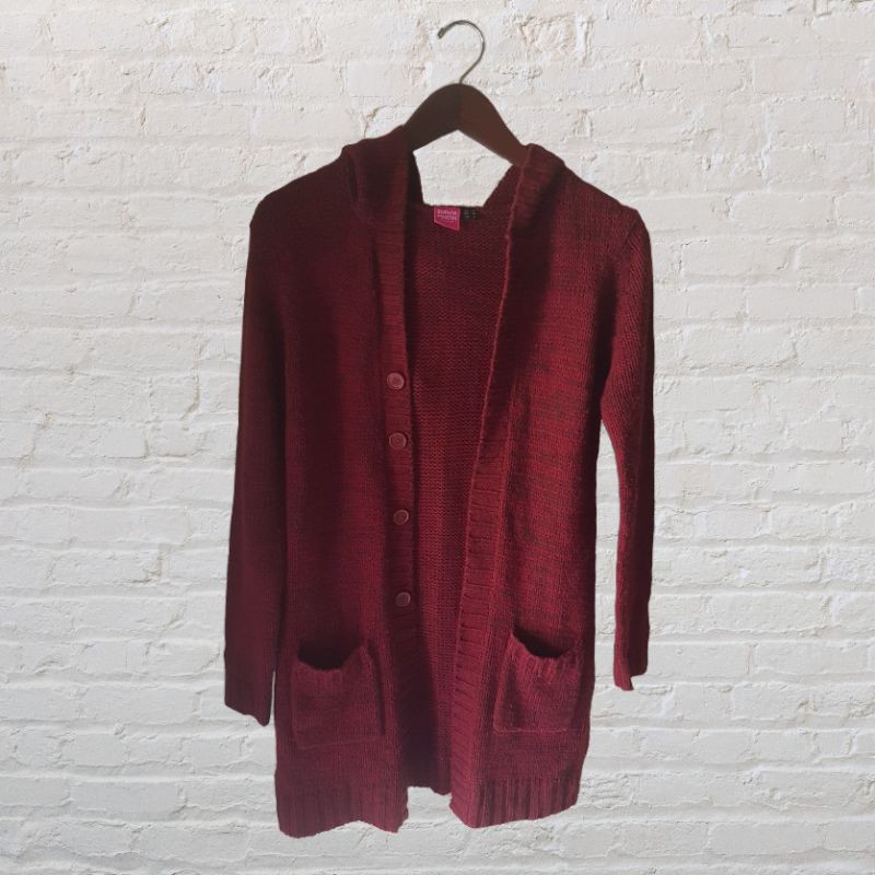 sweater wanita outer rajut hoodie second