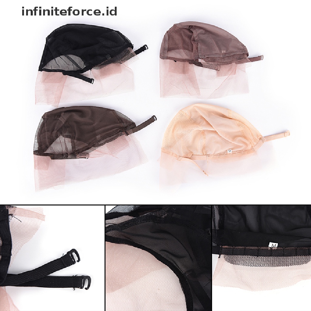 (Infiniteforce.Id) Topi Wig / Rambut Palsu Lace Depan Elastis Warna Hitam / Coklat Untuk Wanita