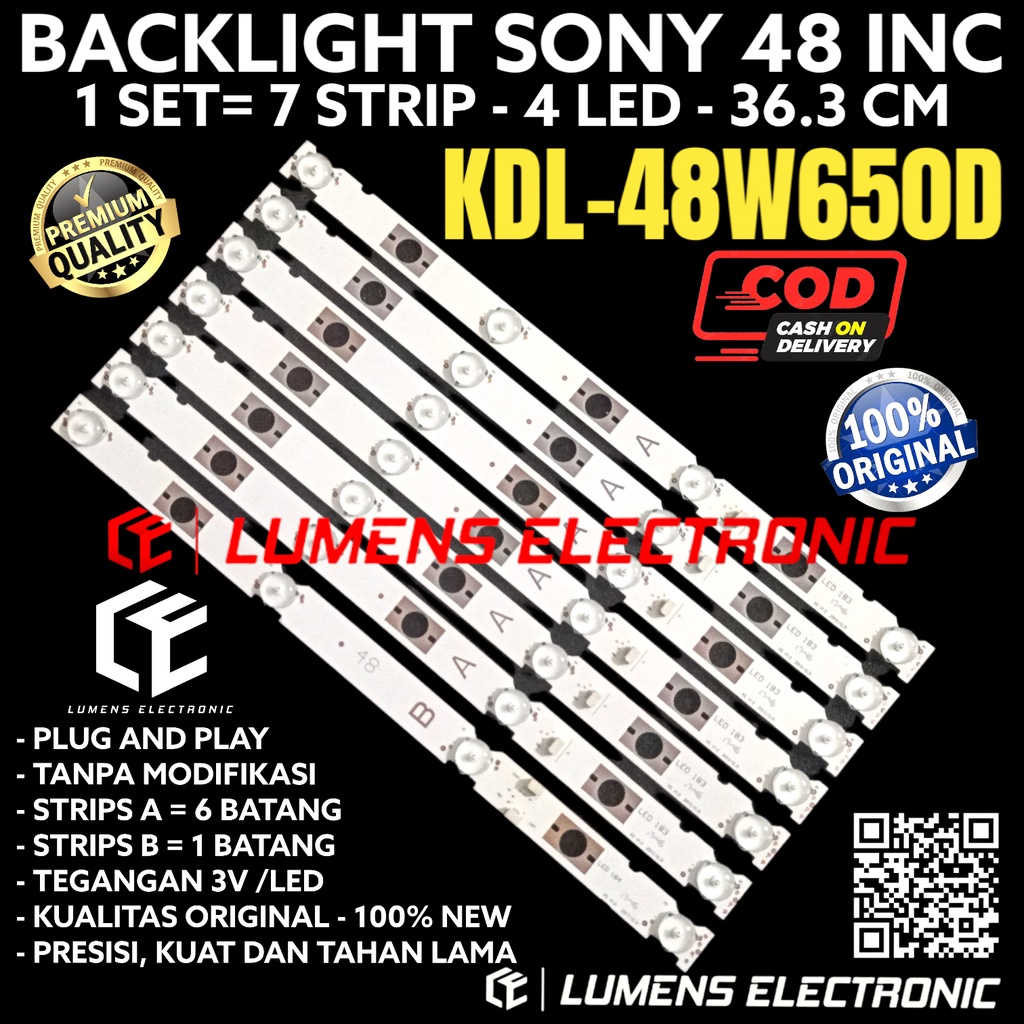 BACKLIGHT TV LED SONY 48 INC KDL 48W650 48W650 KDL48W650 KDL48W650D KDL-48W650D 48W 650 650D LAMPU B
