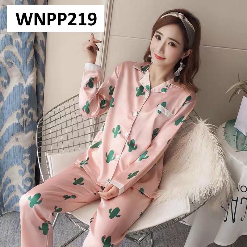 Piyama Wanita Baju Tidur Wanita Satin Cactus - WNPP219