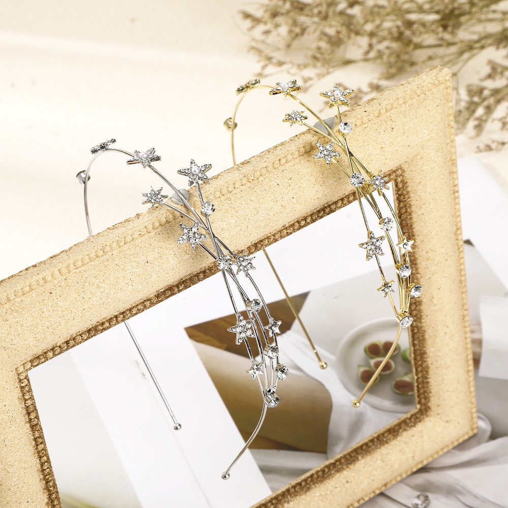 Bando Desain Bintang Aksen Mutiara Dan Berlian Imitasi Bahan Alloy Gaya Korea Untuk Wanita