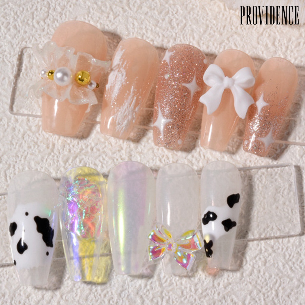 Providence 1 Kotak Hiasan Kuku Diy Bentuk Pita / Beruang / Mutiara Imitasi Untuk Nail Art
