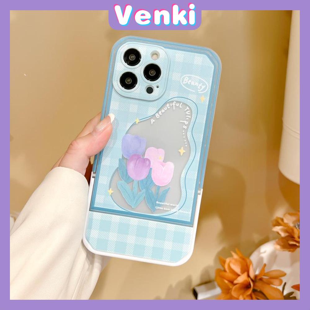 iPhone Case Acrylic Invisible Folding Stand Silicone Soft Case Airbag Shockproof Camera Cover Flower Compatible For iPhone 11 Pro Max 13 Pro Max 12 Pro Max 7Plus xr XS Max