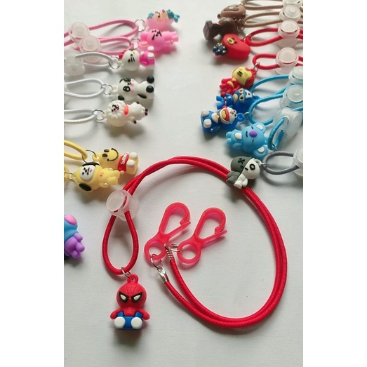 Tali masker 2 in 1 boneka 3D gantung strap masker kalung masker