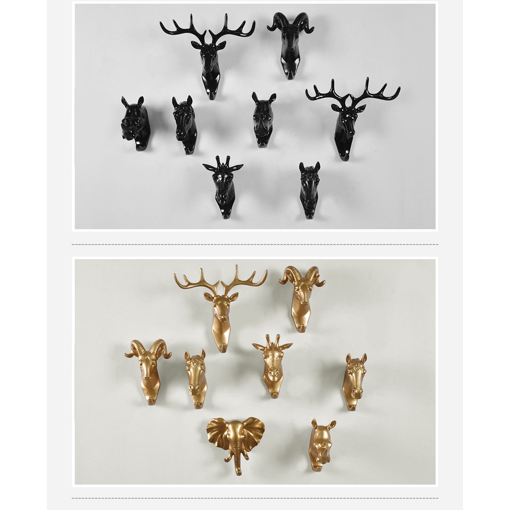 Gantungan Baju IAMPRETTY Gantungan Dinding Wall Hanging Hook Antlers Head - RY-92401 Warna Gold dan hitam Gantungan jaket kunci tas kalung jam belakang pintu atau gantungan dinding bagus unik antik retro jadul koleksi barang antik