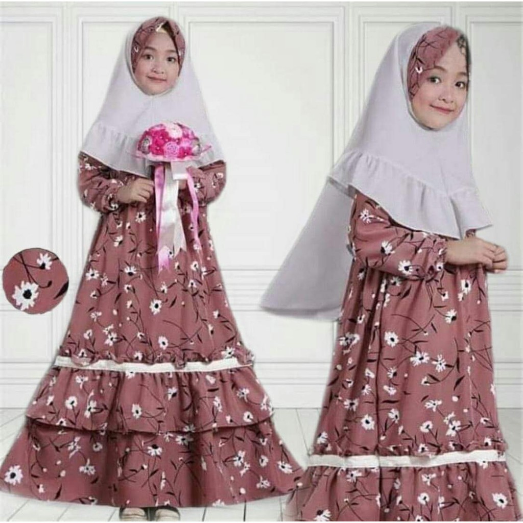 Gamis Anak Tiffani Bunga Kids Mocca