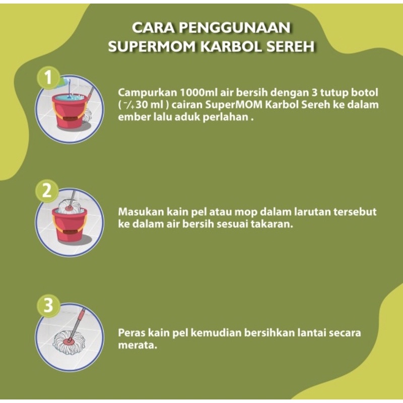 Super MOM Karbol Sereh Pembersih Lantai Wangi Anti Bakteri 1 Liter