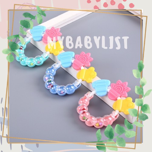 Teether Rattle Mainan Gigitan Anak Bayi Silikon / Mainan Genggam Gigit Kerincingan Bayi Teether Baby Silicone 3 12 Bulan Bpa Free-2