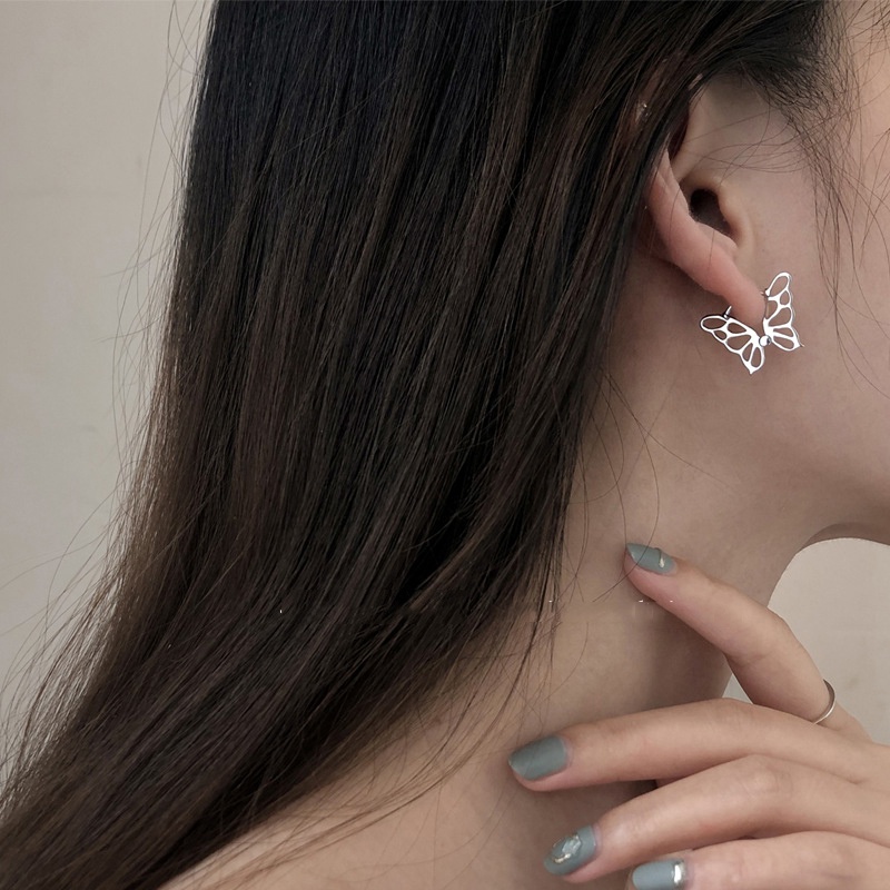 Roselife 1 Pasang Anting Tusuk Gantung Sterling Silver 925 Desain Kupu-Kupu Gaya Korea Untuk Wanita