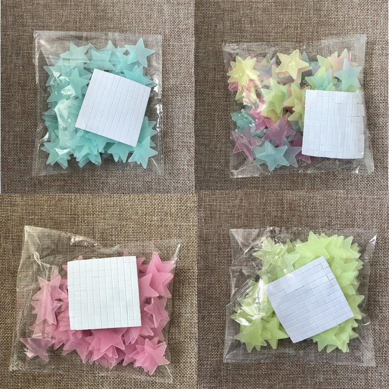 RELIZA WALL STICKER BINTANG STAR GLOW IN THE DARK 3CM ISI 100PC STIKER DINDING