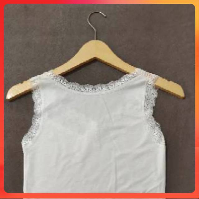 Tank Top Tanktop Wanita L-XL-XXL Jumbo Tengtop Tali Renda Besar Lebar U-Neck Bahan Katun Spandek-6