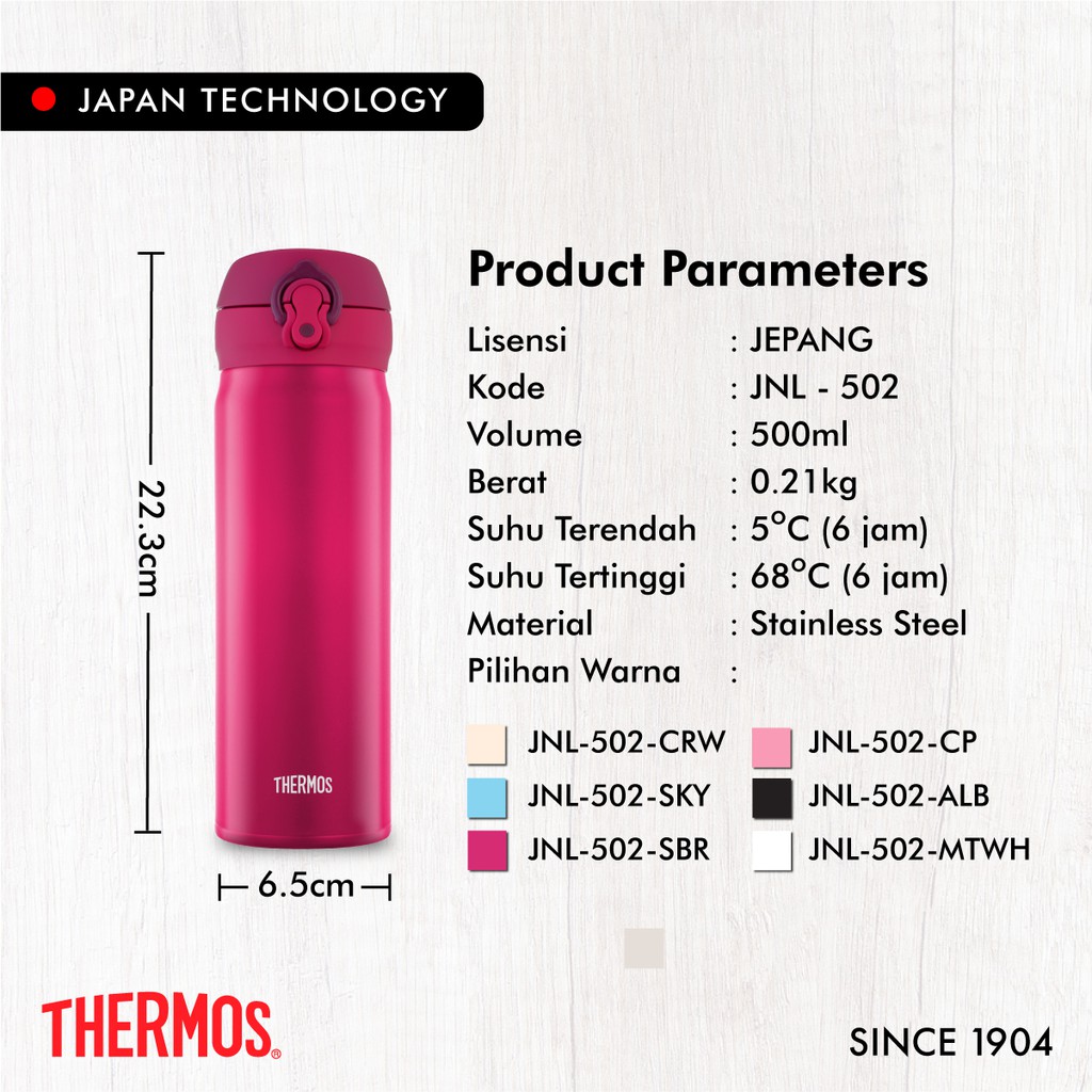 Thermos Tumbler One Push Ultra Light Strawberry Red 500ml Jnl 502 Sbr Shopee Indonesia