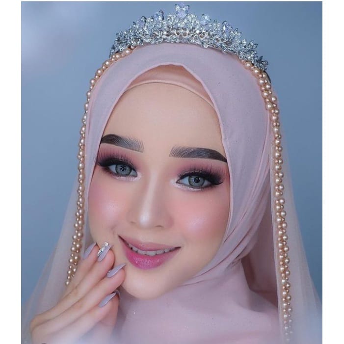 Slayer Pengantin Premium Veil Mutiara Slayer Pengantin Selendang Pengantin Mutiara Tepi Hijab Pengan