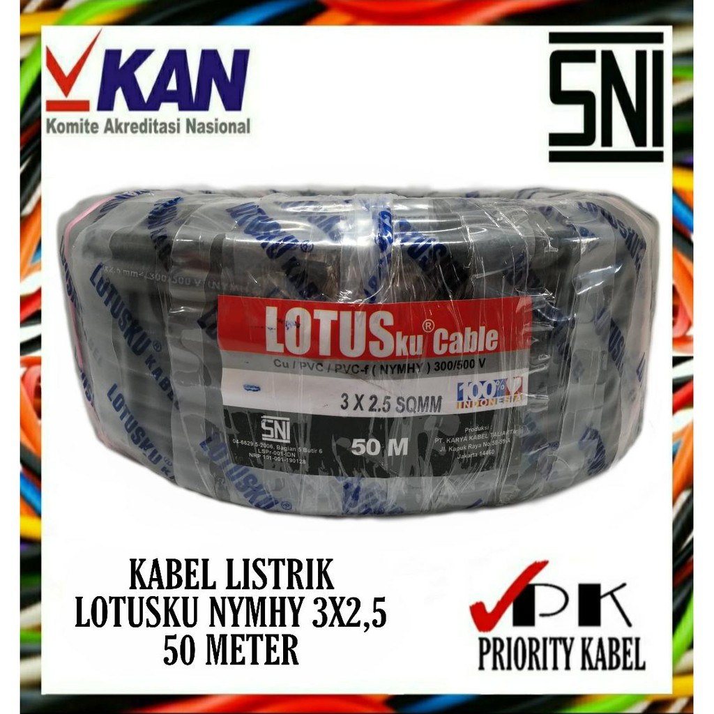 Kabel Listrik Serabut LOTUSku  NYMHY 3x2,5 3x2.5 50meter (50m)