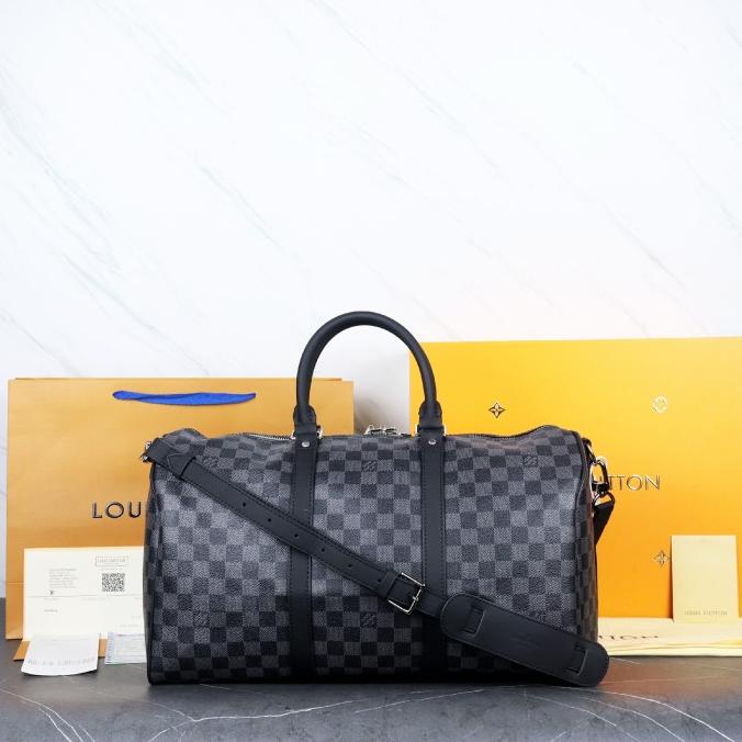 TAS TRAVEL LV LOUIS VUITTON KEEPALL DAMIER GRAPHITE BAG MIRROR 1:1