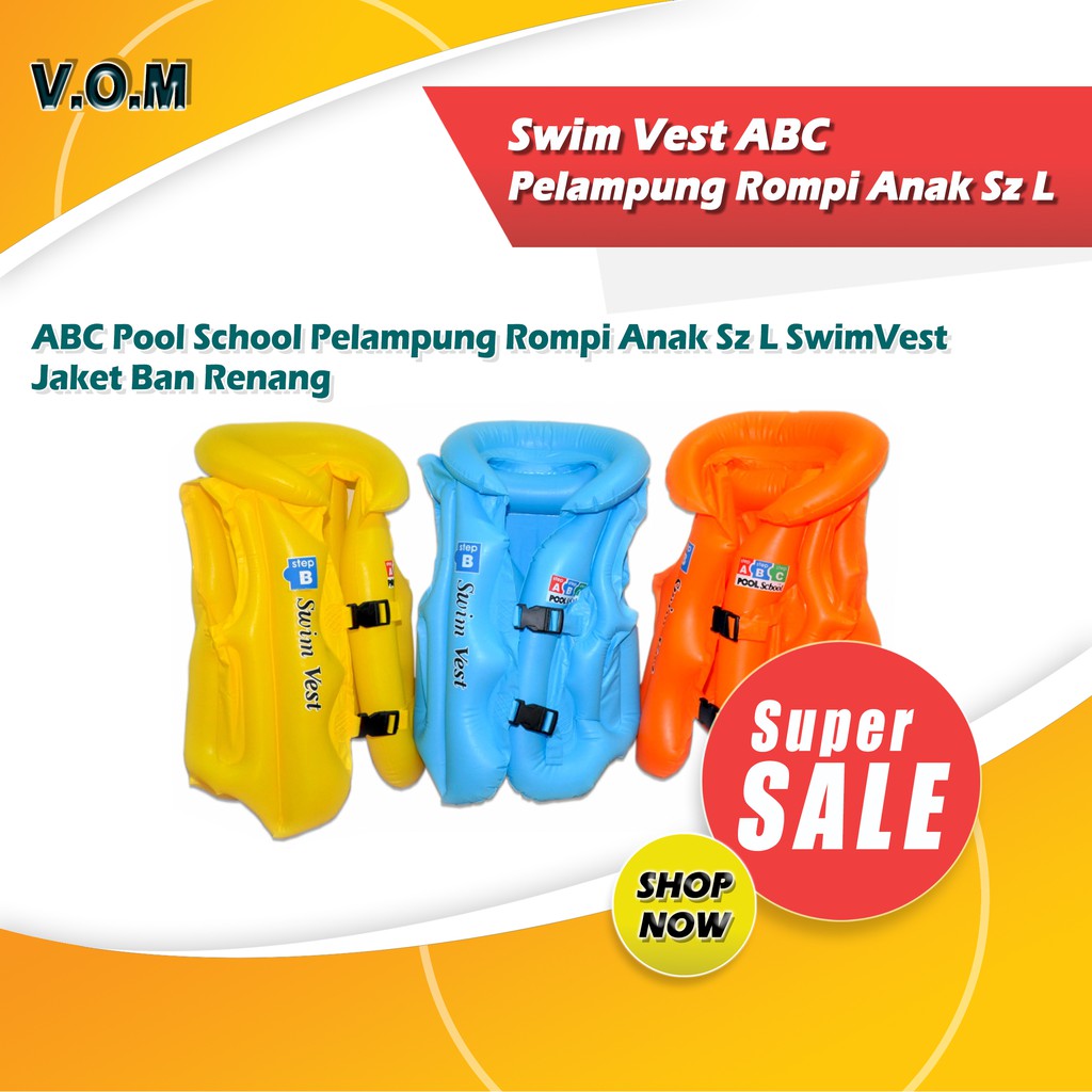 0332 Swim Vest ABC Pool School Pelampung Rompi Anak Size L Jaket Ban Renang