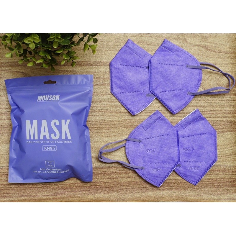 Masker KN95 Mouson Ungu isi 10 pcs - Masker KN95 warna ungu