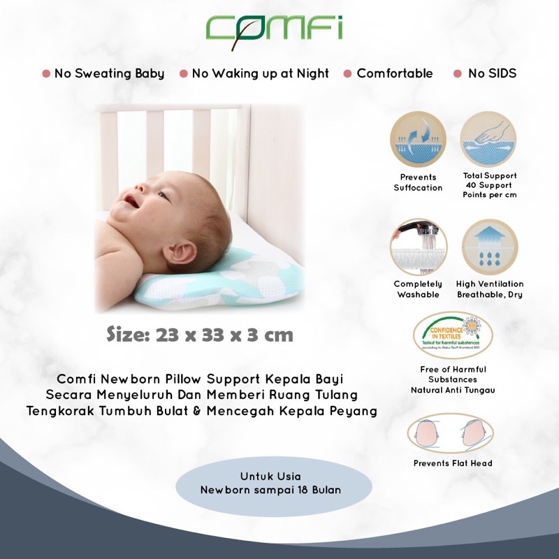 Comfi Newborn Pillow - Bantal bayi anti Peyang