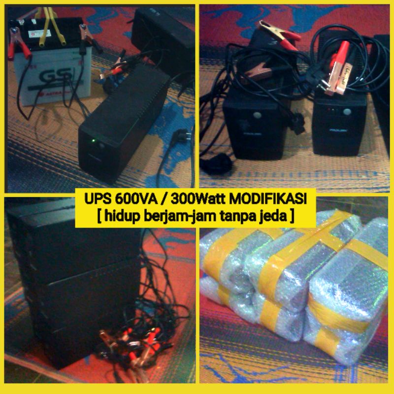 UPS 12v dc inverter 600va 300watt modifikasi aki accu eksternal non timer bisa hidup berjam jam tanp