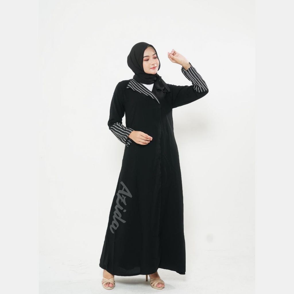 Abaya Gamis Wanita Syari Terbaru Hitam Dubai Turkey Arabian Bisa Buat Outer Cardigan Busui Friendly 