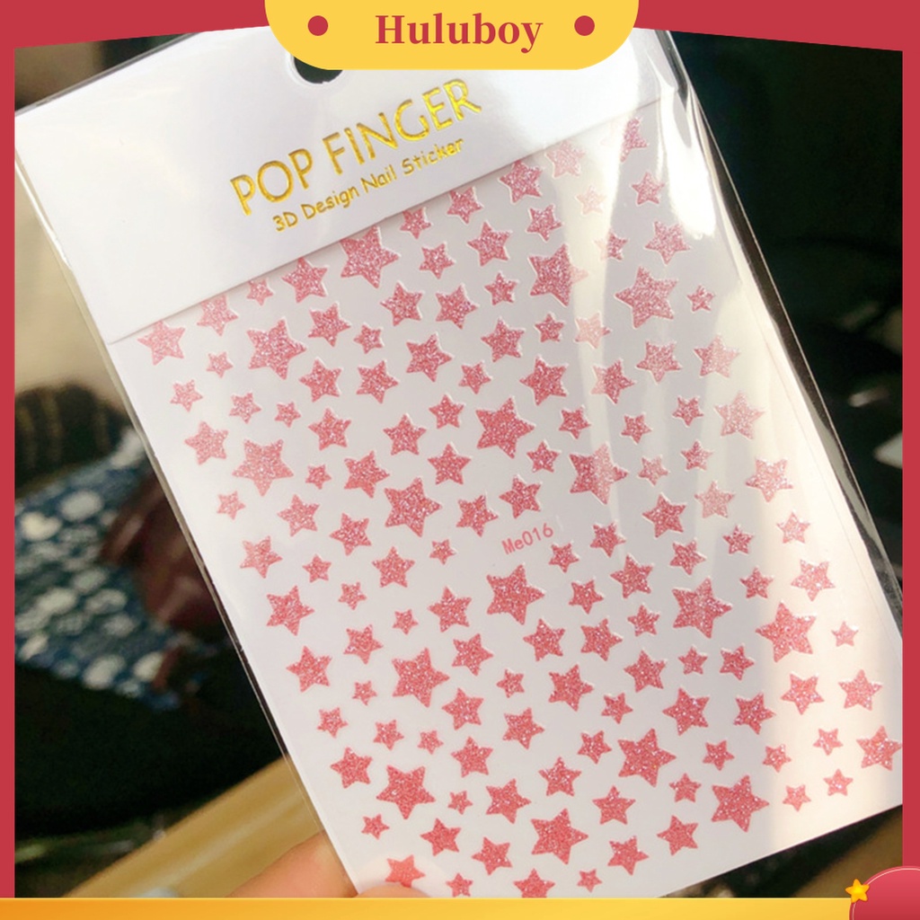 Huluboy Huluboy♡ Stiker Kuku Glitter Shiny Tidak Pudar Untuk Wanita