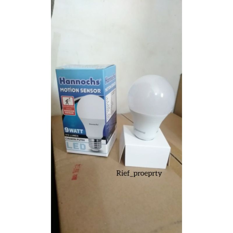 Lampu LED sensor gerak otomatis hannoch 9 watt putih