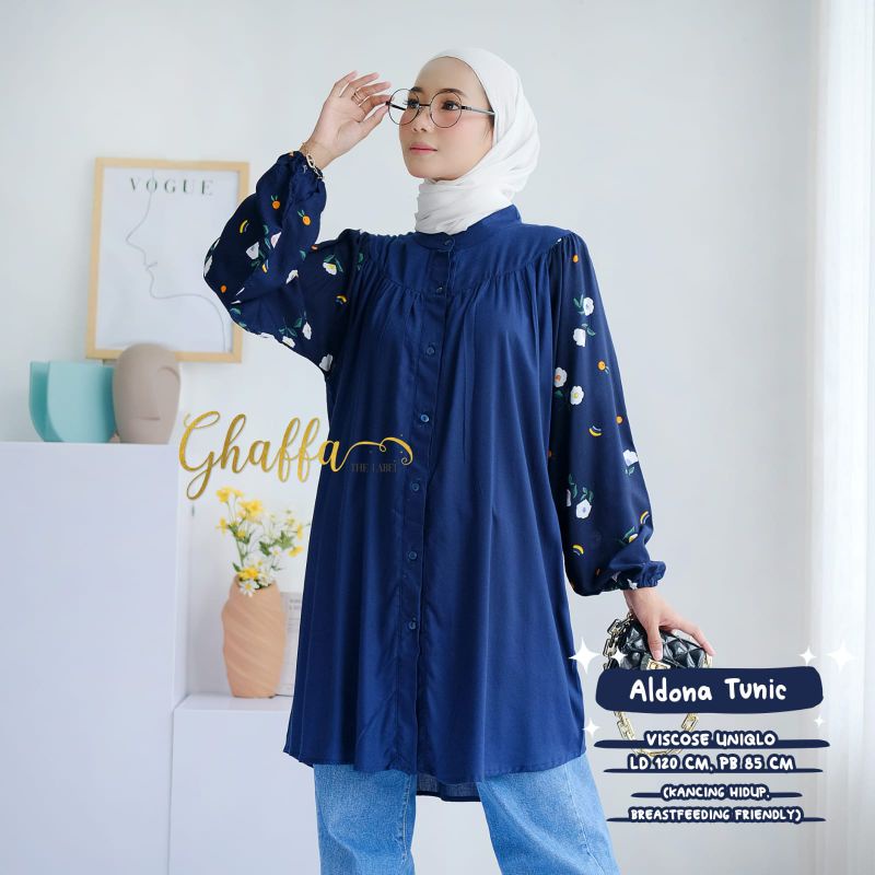 ALDONA TUNIC BY GHAFFA THE LABEL (TUNIK MOTIF) Tunik wanita rekomended