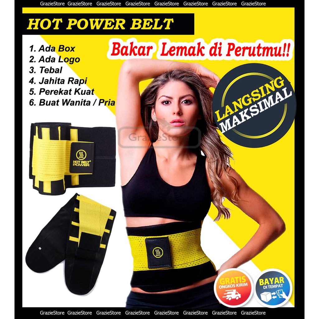 Hot Shaper HOT POWER BELT Korset Pelangsing Pembakar Lemak Dengan Perekat PRIA dan WANITA