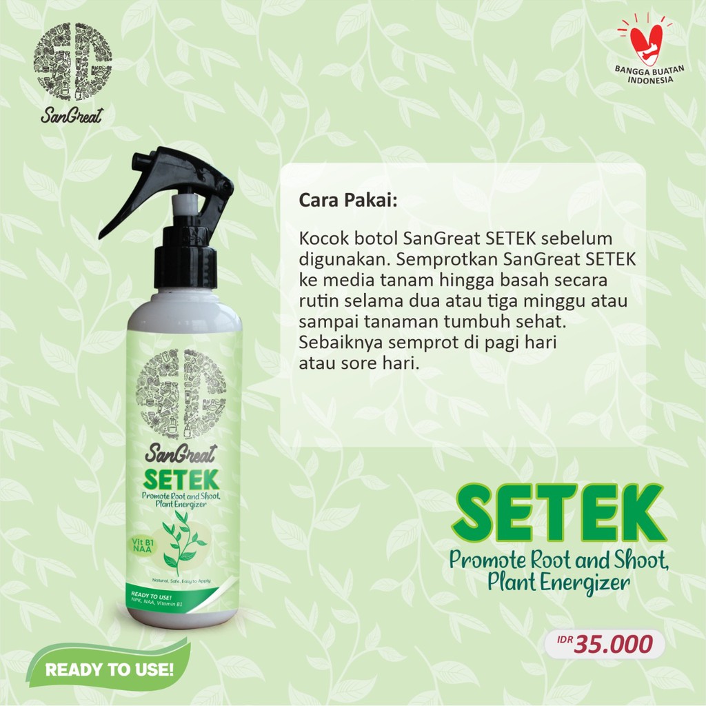 SanGreat SETEK Perangsang Akar untuk perbanyakan tanaman water propagation maupun media tanam langsung plus Vitamin B1 siap pakai 250 ml untuk aglonema monstera philodendron calathea keladi alocasia anthurium dll