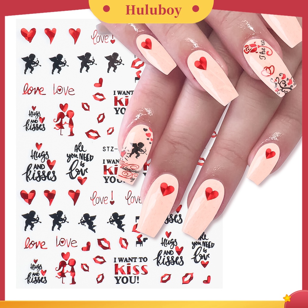 Huluboy Huluboy♡ Stiker Nail Art Warna-Warni Gaya Retro Untuk Wanita