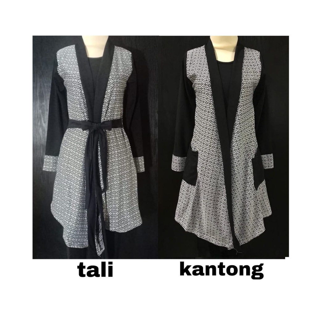 KARDIGAN PLUS DALAMAN NYATU MOTIF KOTAK BAHAN MELAR