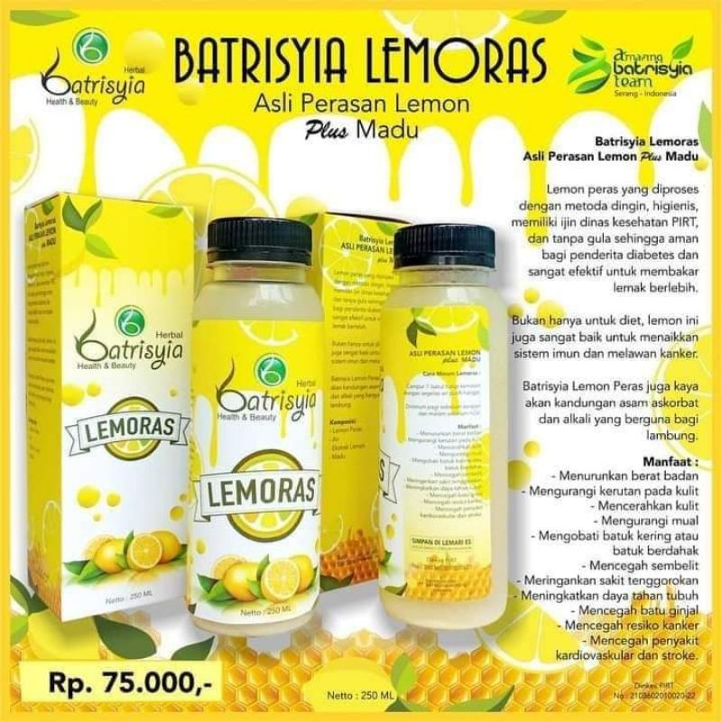 

Sari Lemon Batrisyia Lemoras Asli Perasaan Lemon plus madu