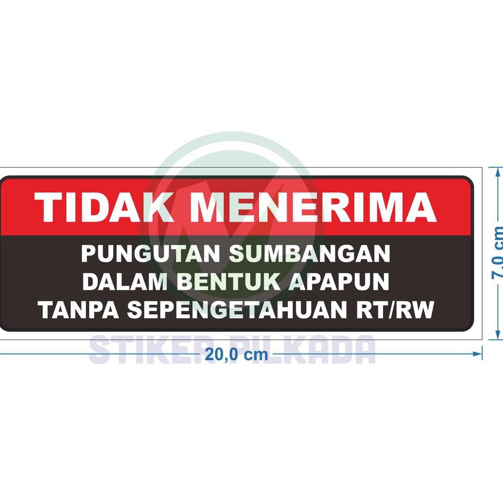 

(DIST. RESMI) STIKER VINYL TIDAK MENERIMA SUMBANGAN 20X7CM