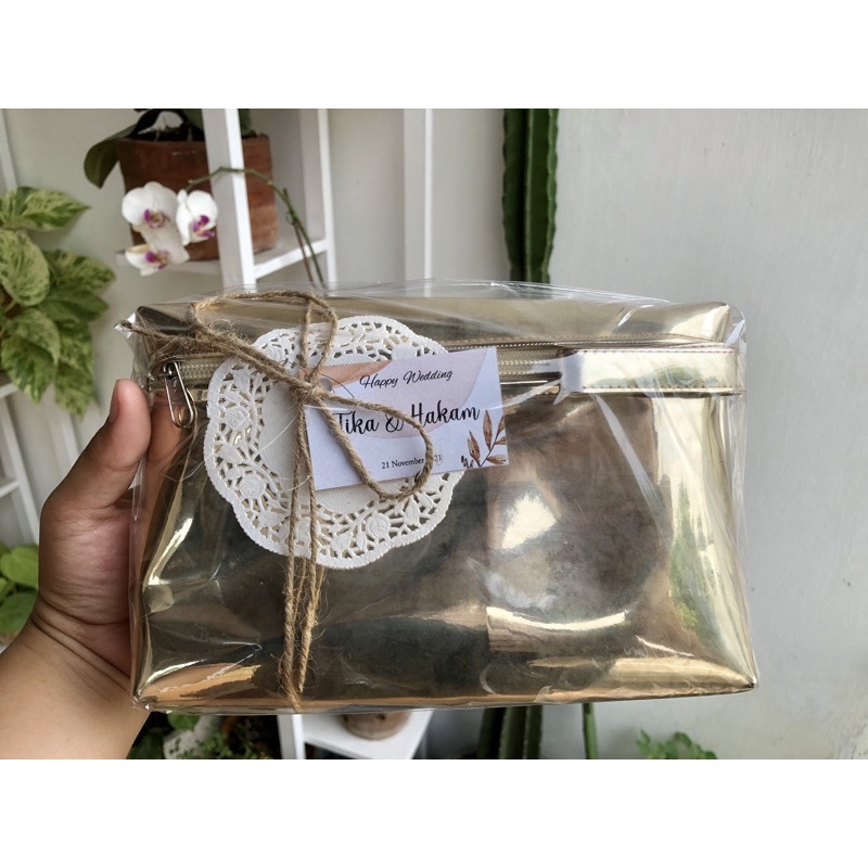 pouch kosmetik kulit buaya sintetis