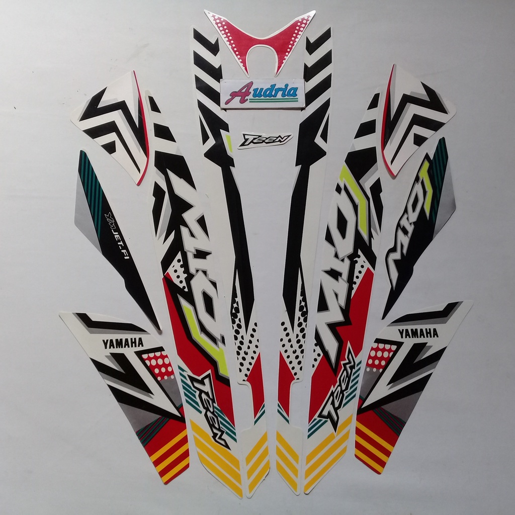 Stiker Striping Motor Yamaha Mio J Teen 2013 Putih-Merah