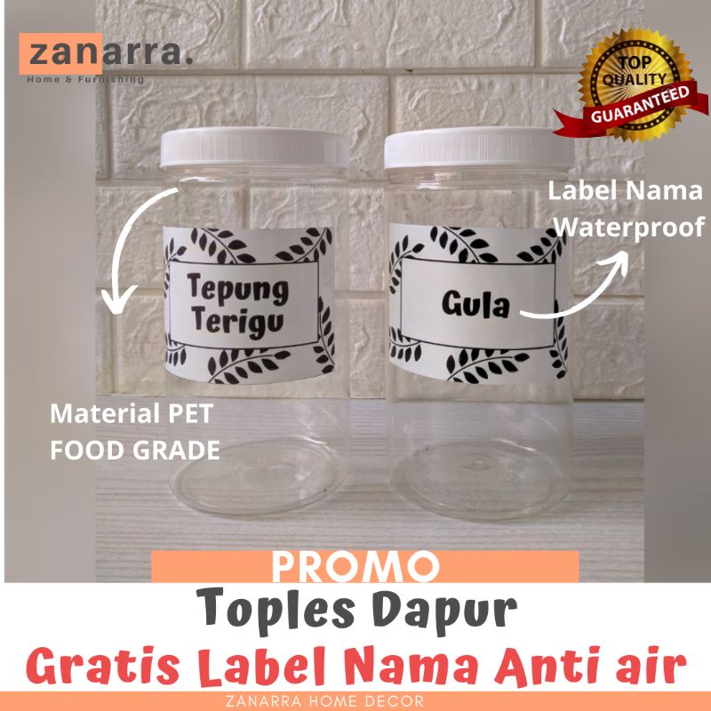 Toples Tepung 1300ml Tempat Susu Tempat  Bumbu Toples Dapur Putih Minimails  Dapur Zanarra