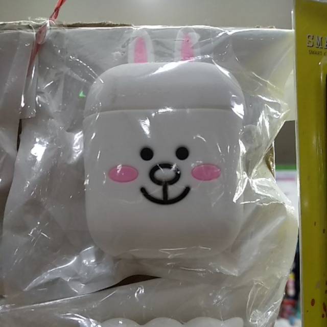 Airpods Case Line 3D Cute white