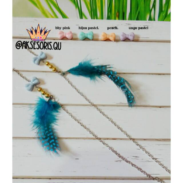 

(Pilih warna) STRAP GLASSES BULU + PITA PASTEL