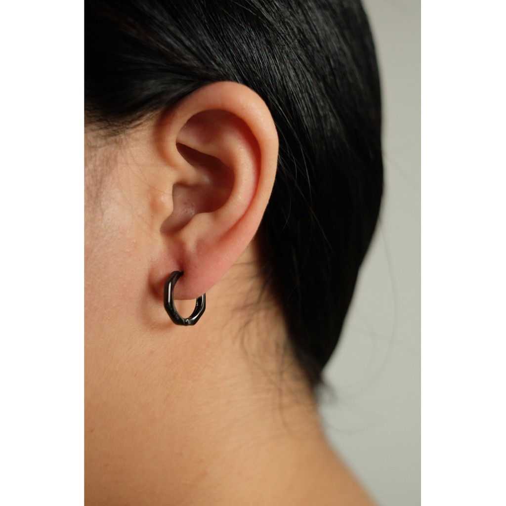 BLACK Octagon Earrings