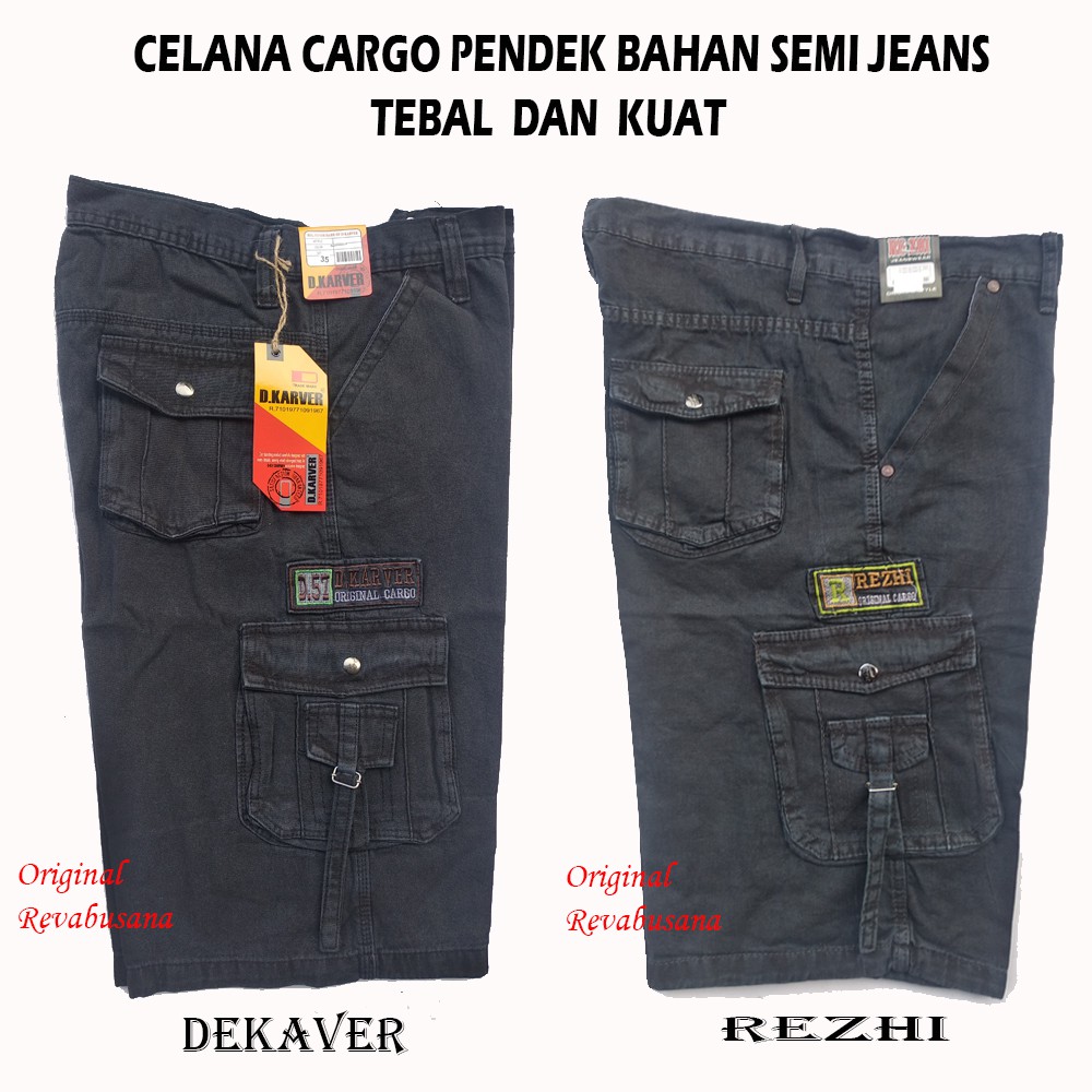 Celana Cargo Pendek Pria Size Jumbo 27-44 Bahan Semi Jeans Tebal