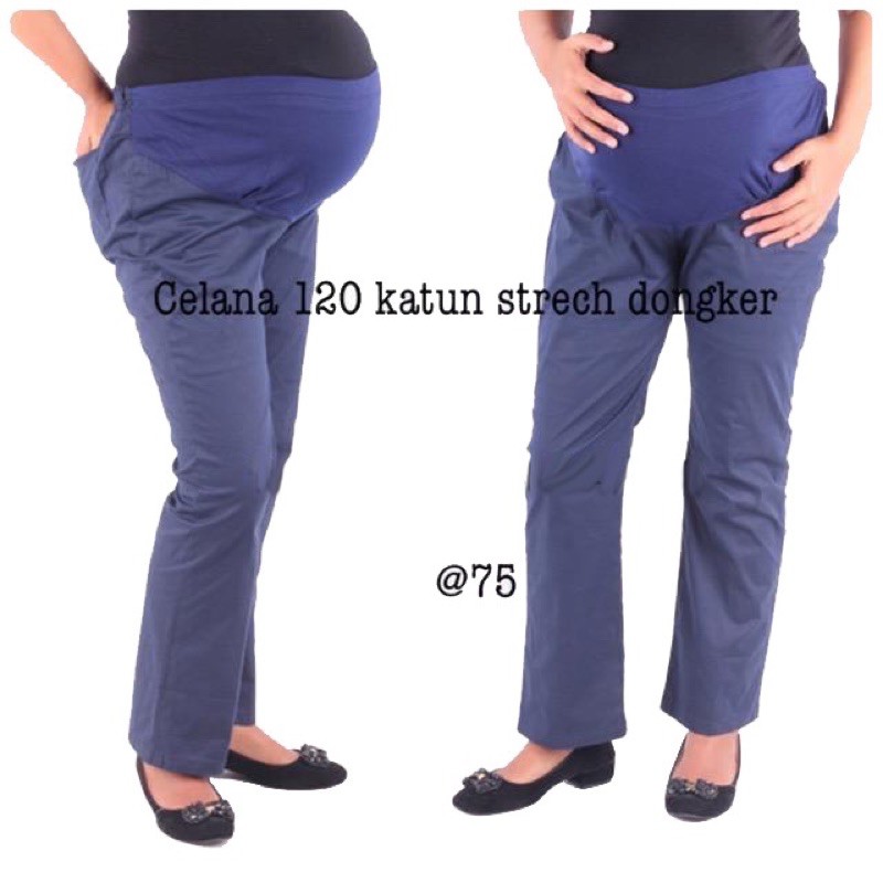 Celana hamil katun basic 120 biru